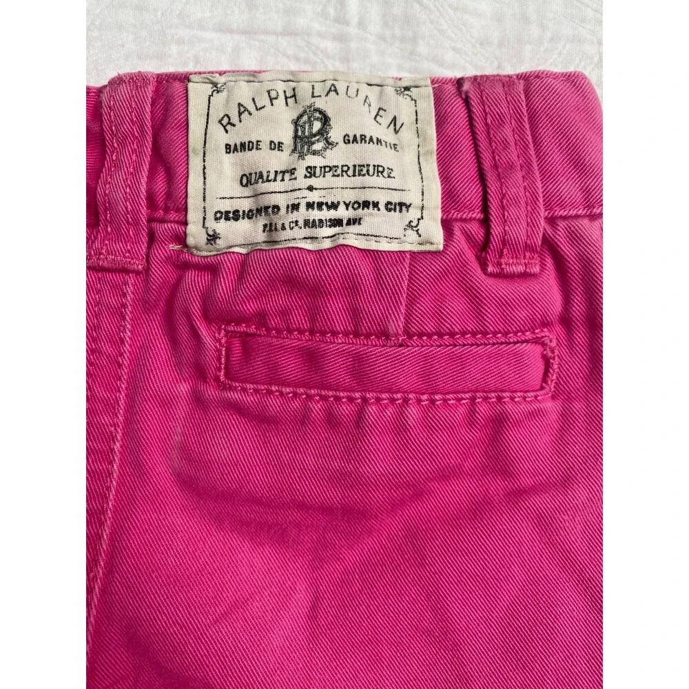 Ralph Lauren Girl's Dark Pink Classic Bermuda Preppy Chino Shorts - Size 4 T